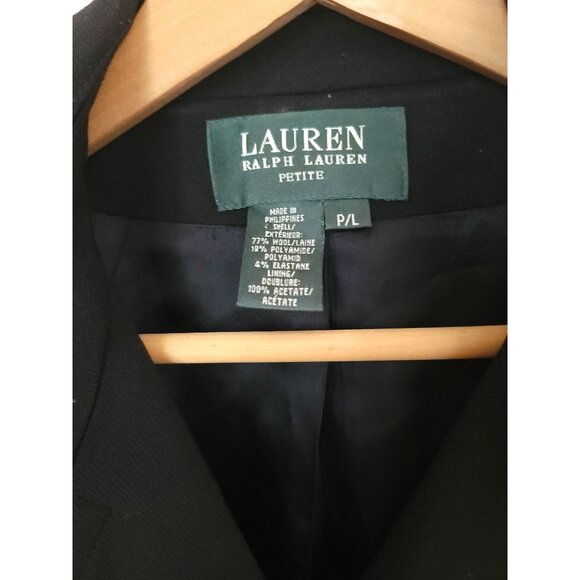 Ralph Lauren Petite Black Wool Blend Double Breasted Pea Coat Gold Buttons P/L - Picture 3 of 8